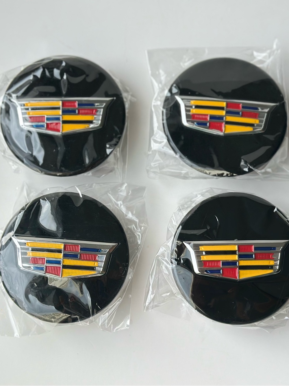 4x Cadillac (ATS CTS DTS SRX STS XLR XTS) 67mm Wheel Center Caps Black Colorful